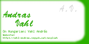 andras vahl business card
